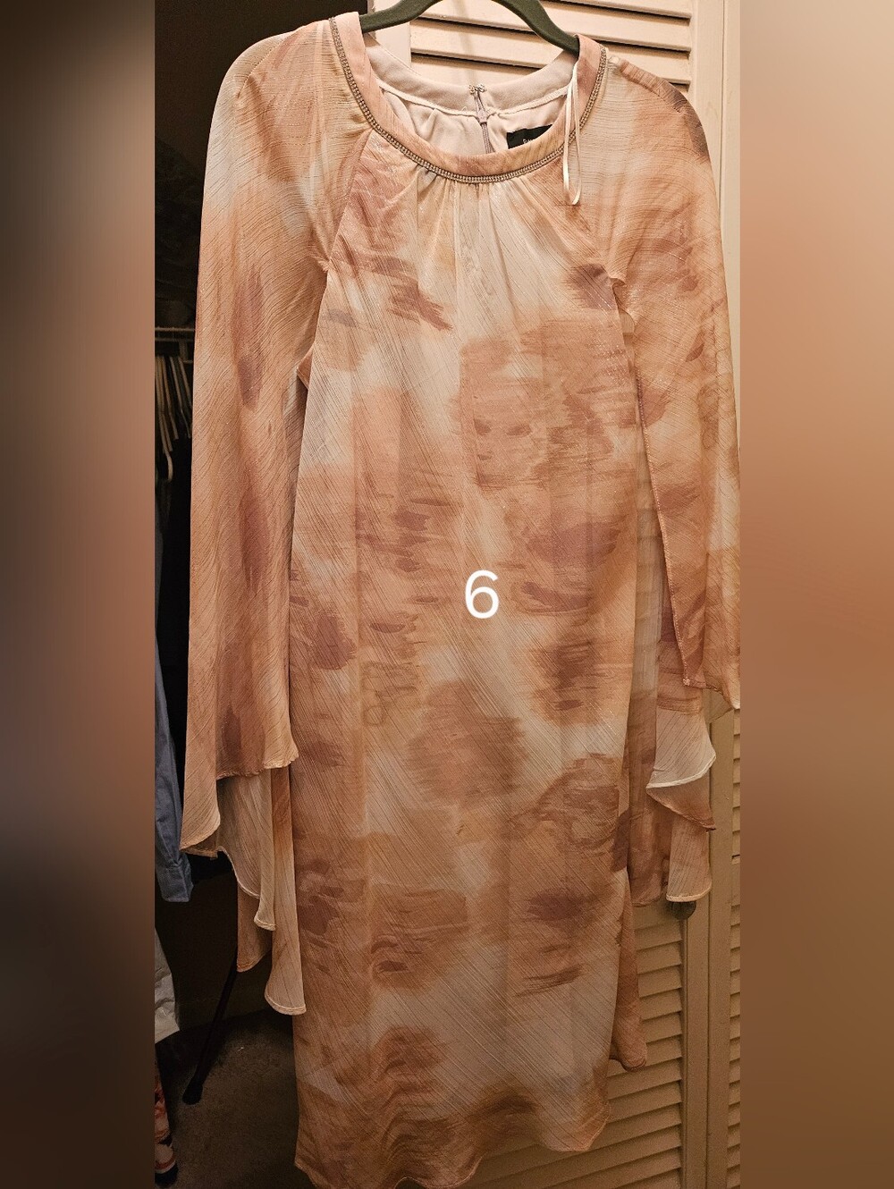 Sheer Layered Boho Duster in Blush-Taupe